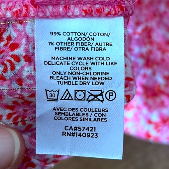 LOFT Pink Floral Shimmer Blouse Women’s Small Popover Top Puff Sleeve‎         J - Picture 6 of 13